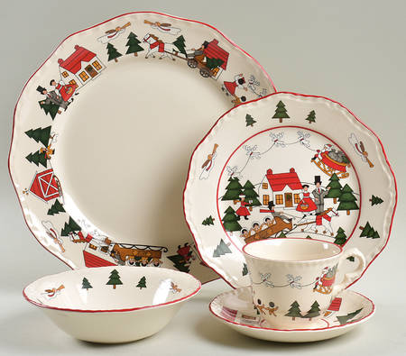 Christmas Village 5 Piece Place Setting