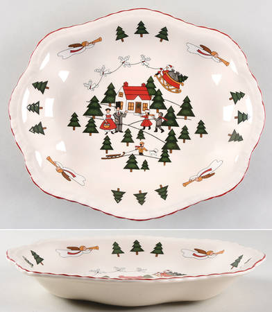 Christmas Village Oval Gadroon Dessert Bowl