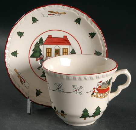Christmas Village Breakfast Cup & Saucer Set