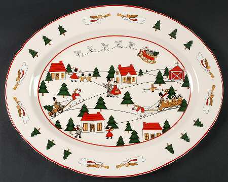 Christmas Village 15" Oval Serving Platter