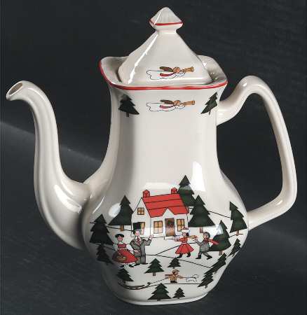 Christmas Village Coffee Pot & Lid