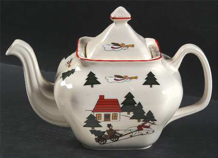 Christmas Village Teapot & Lid