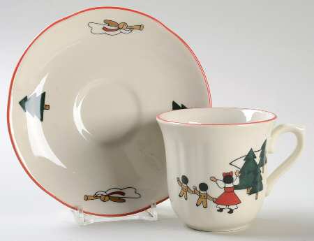 Christmas Village Flat Dutch Cup & Saucer Set