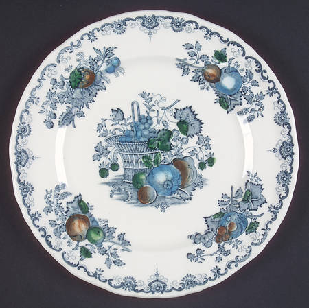 Fruit Basket Blue Multicolor Salad Plate