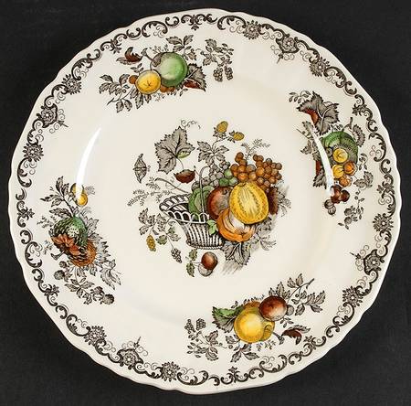 Fruit Basket Brown Multicolor Luncheon Plate