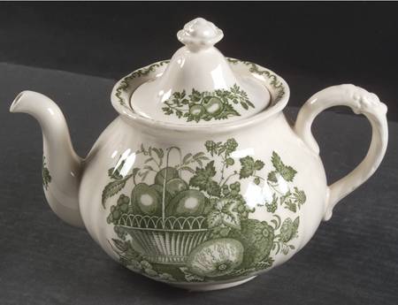 Fruit Basket Green Teapot & Lid