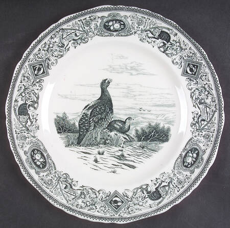 Game Birds Green Dinner Plate