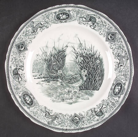Game Birds Green Dinner Plate