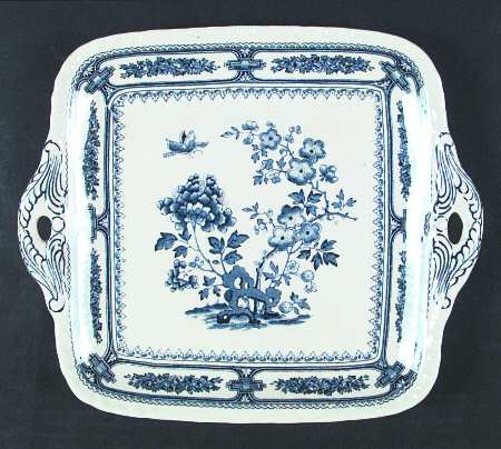 Manchu Blue Square Handled Cake Plate