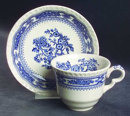 Manchu Blue Flat Cup & Saucer Set
