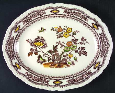 Manchu Brown Multicolor 13" Oval Serving Platter