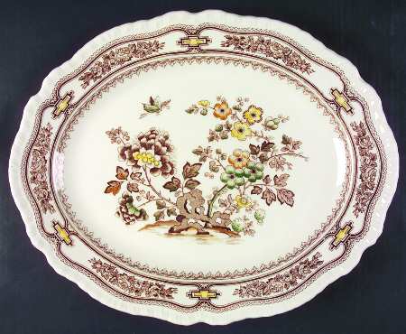 Manchu Brown Multicolor 15" Oval Serving Platter
