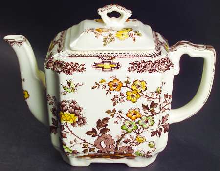 Manchu Brown Multicolor Teapot & Lid