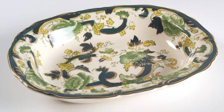 Mandalay Chartreuse (Gold Accent & Trim) 10" Oval Vegetable Bowl