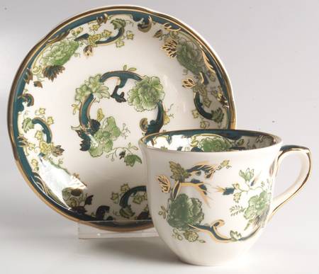 Mandalay Chartreuse (Gold Accent & Trim) Flat Cup & Saucer Set
