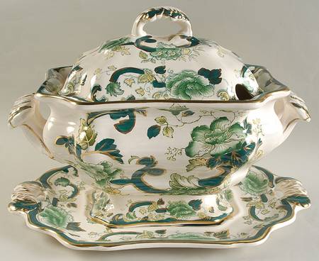 Mandalay Chartreuse (Gold Accent & Trim) Tureen & Lid w/Underplate