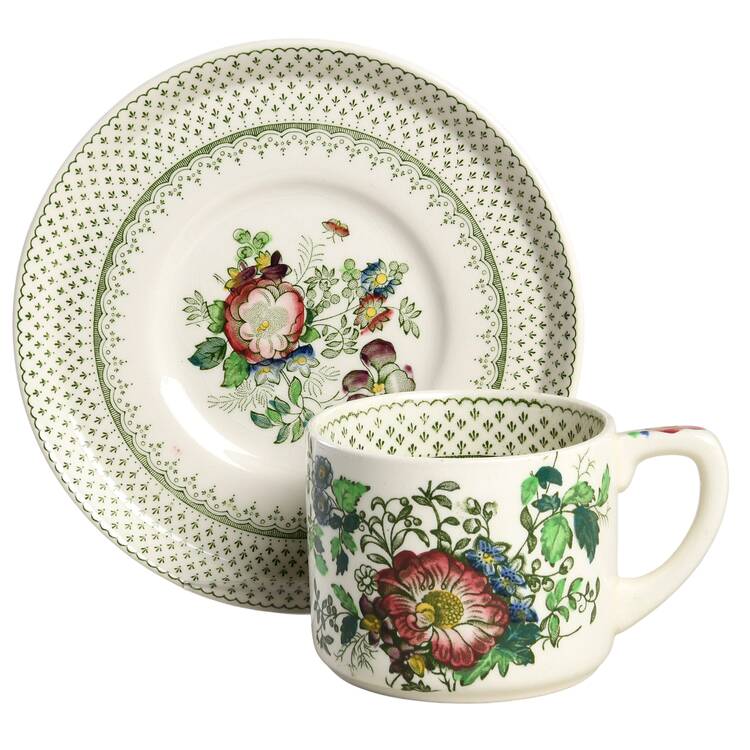Paynsley Green Multicolor Flat Cup & Saucer Set by Mason's