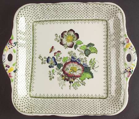Paynsley Green Multicolor Square Handled Cake Plate