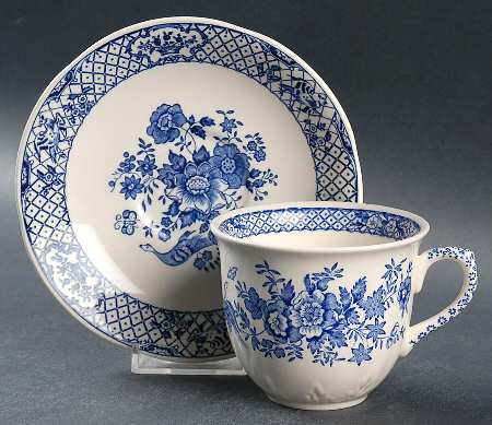 Stratford Royal Blue (No Trim) Flat Cup & Saucer Set