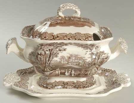 Vista Brown (No Trim) Sauce Boat & Lid with Underplate