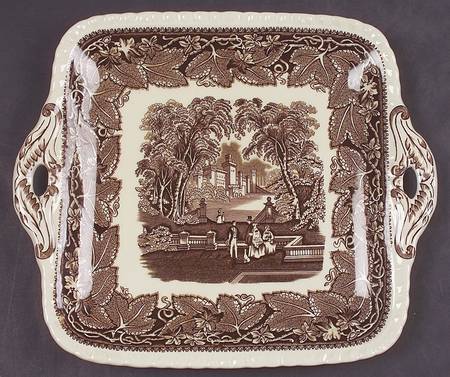 Vista Brown (No Trim) Square Handled Cake Plate