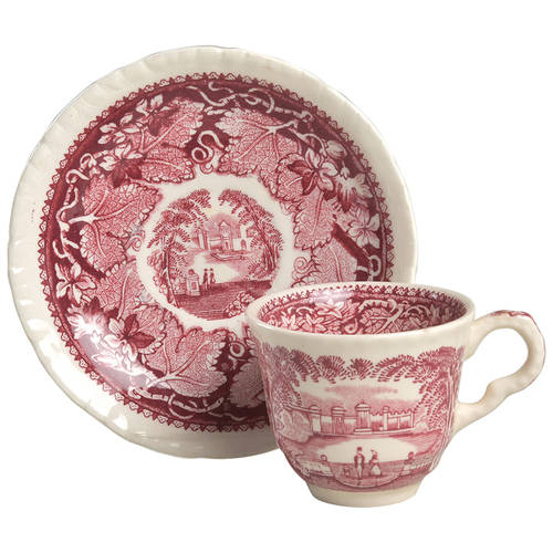 Vista Pink (No Trim) Flat Demitasse Cup & Saucer Set