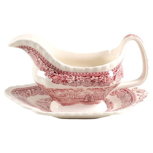 Vista Pink (No Trim) Gravy Boat & Underplate