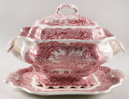 Vista Pink (No Trim) Large Bedford Tureen & Underplate