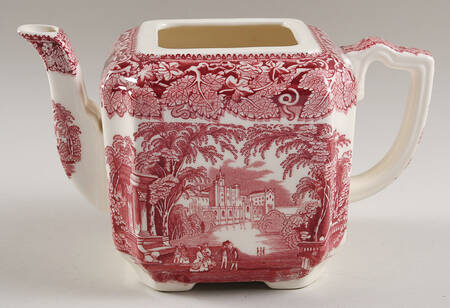 Vista Pink (No Trim) Fan Teapot No Lid