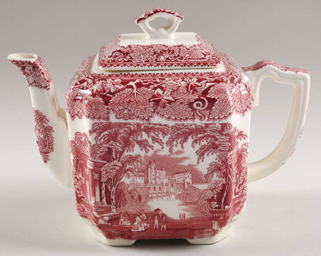 Vista Pink (No Trim) Fan Teapot & Lid
