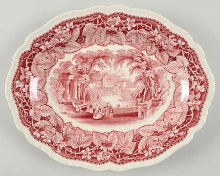 Vista Pink (No Trim) 10" Gadroon Edge Oval Serving Platter