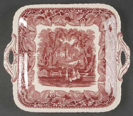 Vista Pink (No Trim) 10" Square Handled Cake Plate
