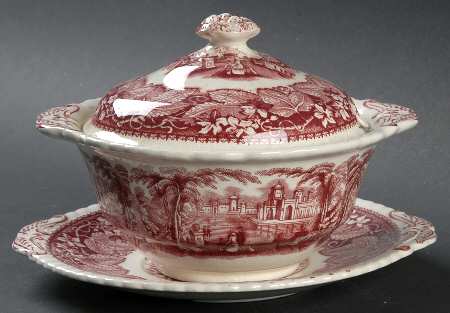 Vista Pink (No Trim) Sauce Boat & Lid & Underplate