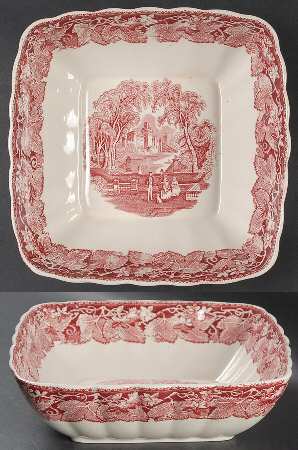 Vista Pink (No Trim) 9" Square Vegetable Bowl