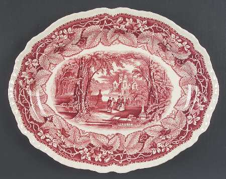 Vista Pink (No Trim) 13" Gadroon Edge Oval Serving Platter