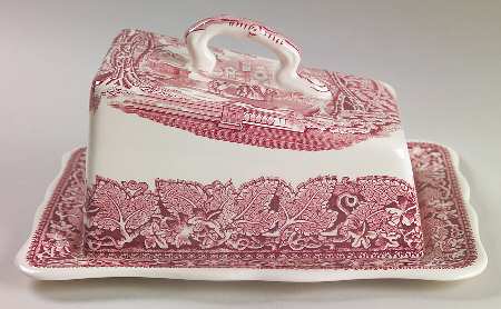Vista Pink (No Trim) Large Cheese Dish with Lid (Wedge)