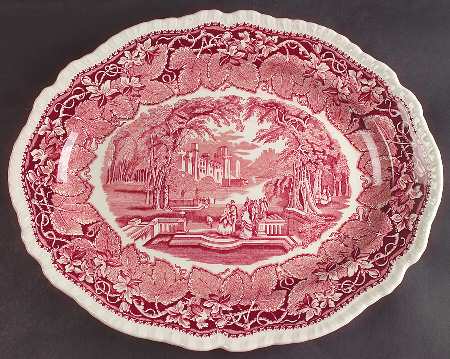 Vista Pink (No Trim) 15" Gadroon Edge Oval Serving Platter
