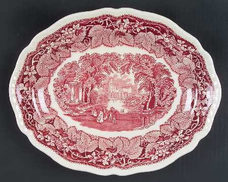Vista Pink (No Trim) 11" Gadroon Edge Oval Serving Platter