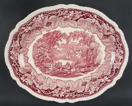 Vista Pink (No Trim) 17" Gadroon Edge Oval Serving Platter