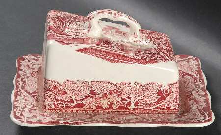 Vista Pink (No Trim) Cheese Dish with Lid (Wedge)