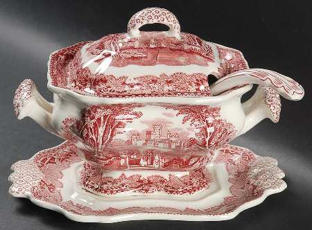Vista Pink (No Trim) Sauce Boat & Lid & Underplate & Ladle