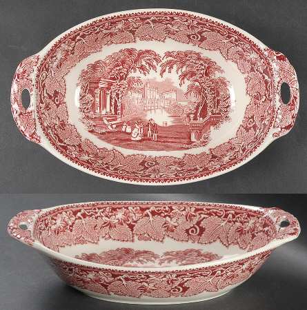 Vista Pink (No Trim) 10" Handled Oval Vegetable Bowl