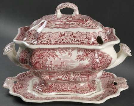 Vista Pink (No Trim) Small Bedford Tureen & Underplate