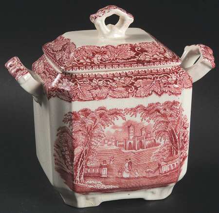 Vista Pink (No Trim) Square Fan Sugar Bowl & Lid