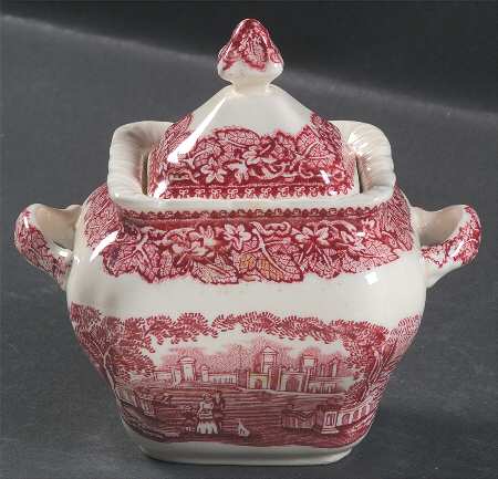 Vista Pink (No Trim) Small Square Sugar Bowl & Lid