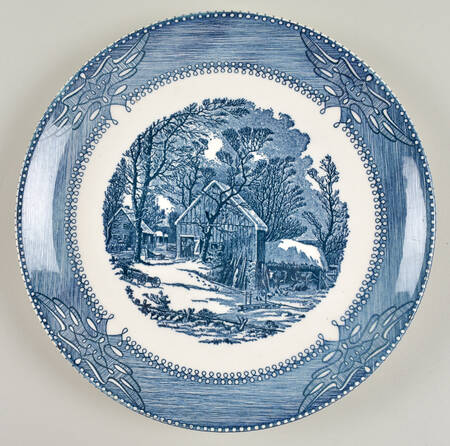 Currier and Ives Blue 11" Chop Plate (Round Platter)