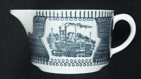 Currier and Ives Blue Creamer