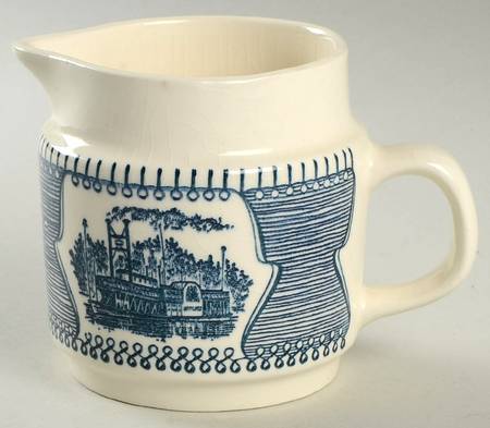 Currier and Ives Blue Creamer