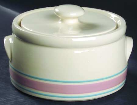 Pink & Blue Stripes 2 Qt Round Covered Casserole