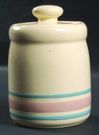 Pink & Blue Stripes Sugar Bowl & Lid